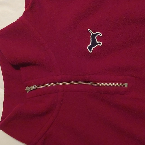 Victoria's Secret PINK quarter zip fleece sweater maroon size large - Picture 2 of 5
